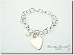 Chain bracelet with heart charm - Sterling siver .925