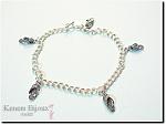 Chain bracelet with thong charms - Sterling siver .925, Bali sterling silver .925