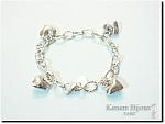 Chain bracelet with Thai silver heart charms - Argent massif .925, Thai silver .999