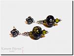 Boucles d'Oreille RAKU SPLASH - Perles de verre au chalumeau faites main (l'artiste amricaine Lisa ANDERSON), cristal Swarovski