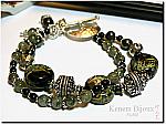 Bracelet IRIS NOIR - Perles de verre au chalumeau faites main, rutile, perles de culture, onyx noir, argent tha Karen Hill .999 et argent de Bali .925 sculptes à la main
