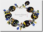 Bracelet SATURN - Perles de verre au chalumeau faites main (l'artiste amricaine Gail KOPS), cristal Swarovski  et argent .925