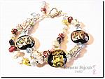 Bracelet SPARKLING SCROLL - Perles de verre au chalumeau faites main (l'artiste amricaine Carol SWOON), perles de culture, cristal Swarovski, argent de Bali .925