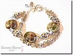 Bracelet SHIMMER SWIRLS - Perles de verre au chalumeau faites main (l'artiste amricaine Carol SWOON), labradorite, cristal Swarovski, argent de Bali .925