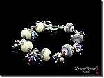 Silver Bracelet DESERT PURPLE - Handmade glass lampwork beads, crystal Swarovski, cultured pearls, sterling silver .925