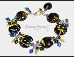 Bracelet SATURN - Handmade glass lampwork beads (American artist Gail KOPS), crystal Swarovski  and sterling .925